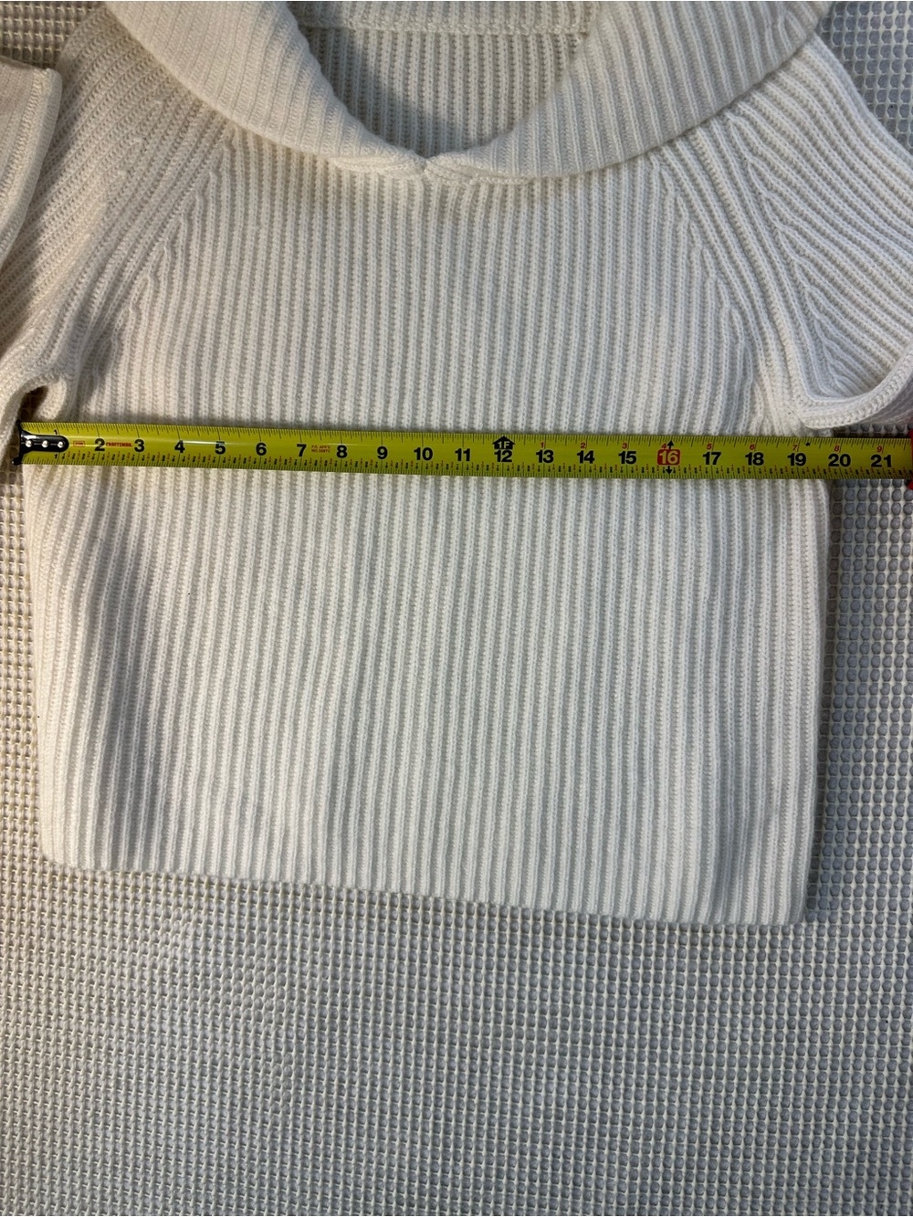 Ivory 100% Cashmere Ribbed Cowl Neck Sweater Oversized Wide Collar Size L - Picture 5 of 6